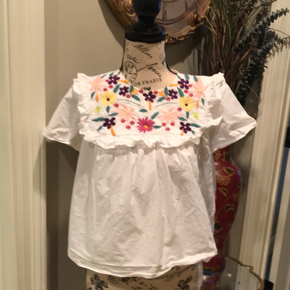 Zara boho embroidery crop top. Size small